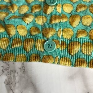 Talbots Pear Print Crew Neck Button Back Sweater